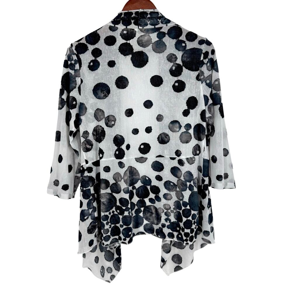 Shana Small Wearable Art to Wear Sheer Black White Open Front Blouse Shirt Top - Picture 8 of 8